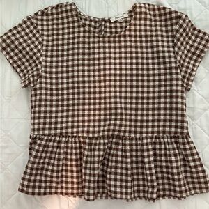 Madewell Checkered Peplum Top
